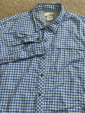 ExOfficio Insect Shield Plaid Button Up Shirt XL Long Sleeve Outdoor Hiking Fish